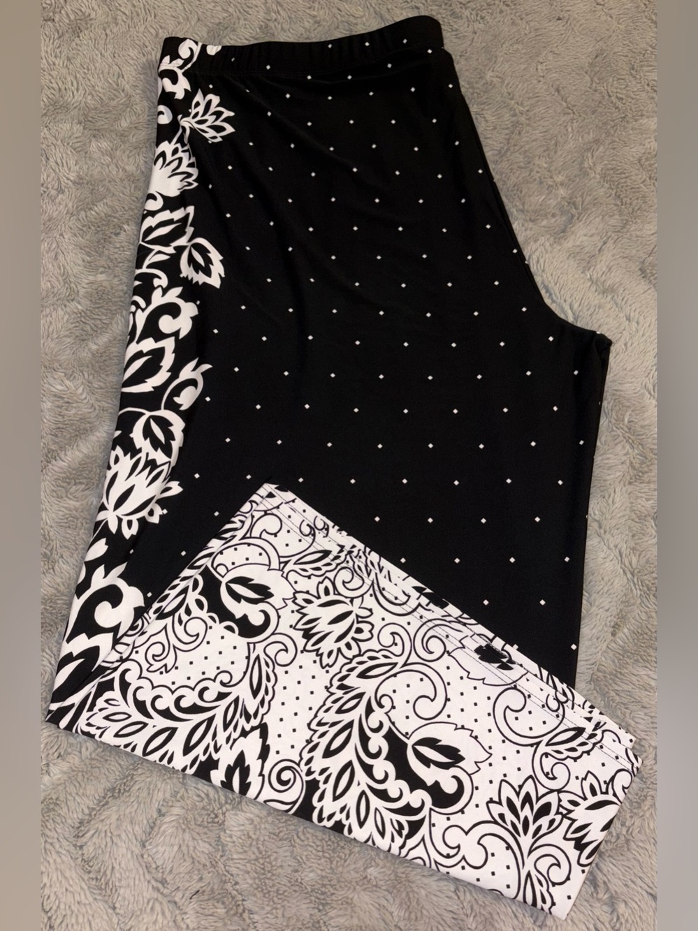 Susan Graver black/white printed liquid knit wide-leg crop pants Size 3X A353364
